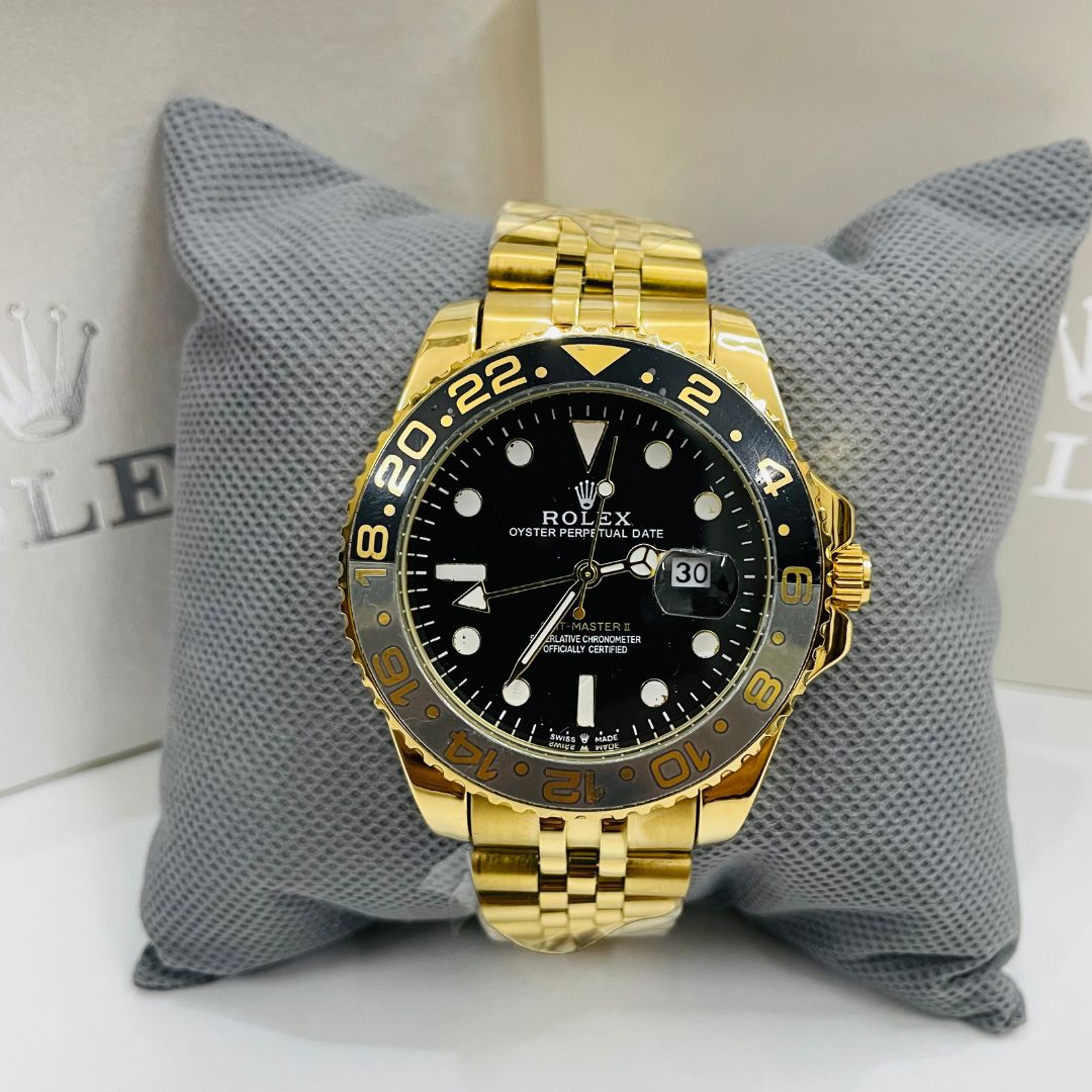 Rlx GMT Master - 40mm - Stainless Steel - Yellow Gold Black Dial Jubilee - Image 2