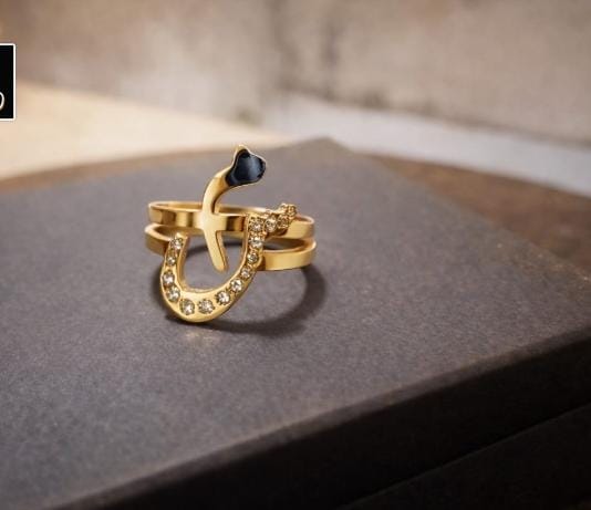 Customized Alphabet Ring With Real Zarcon Stones